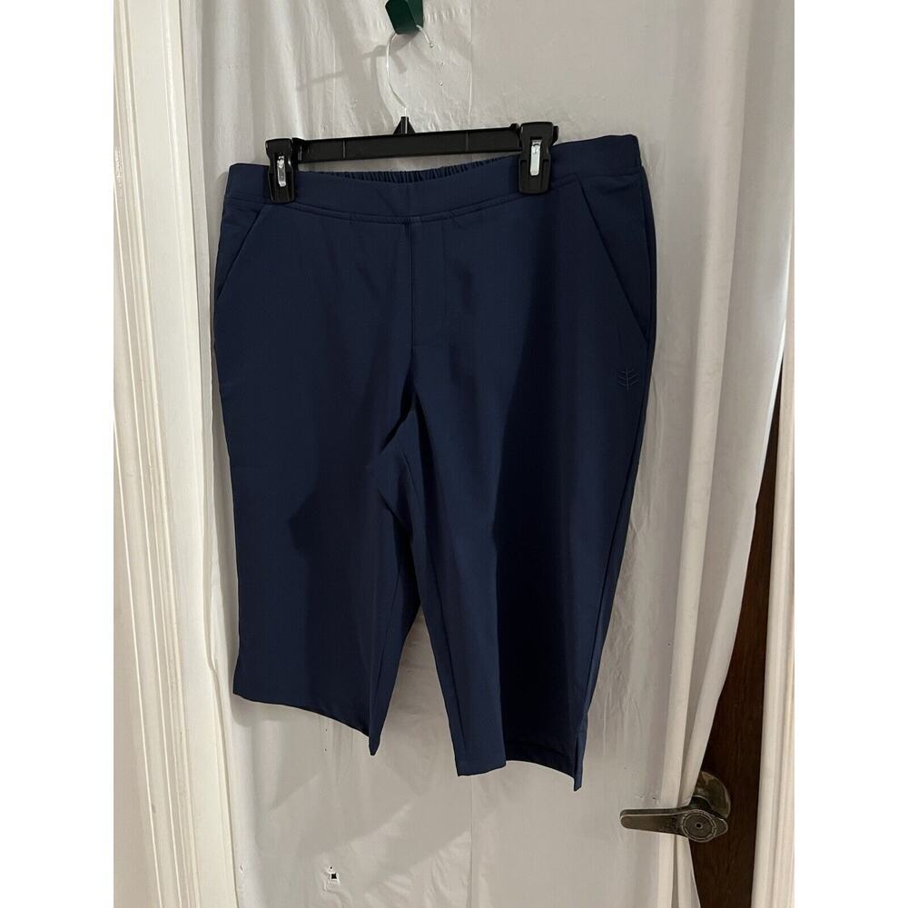 Coolibar Blue Swim Capri Pants Sz M Upf 50 Beachwear Resort Pockets